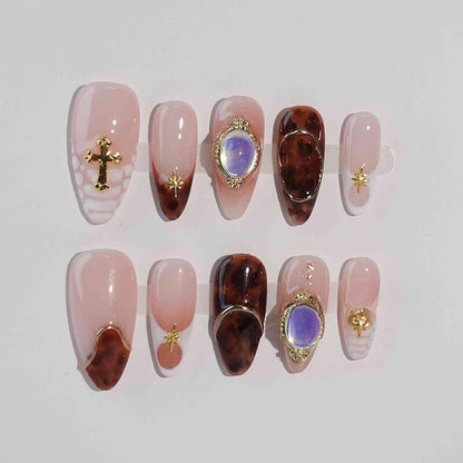 Vintage Gemstone Press-on Nails - Elegant Nail Art