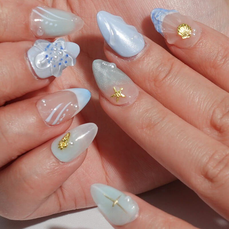 Ice Blue Butterfly Press-on Nails - Delicate Nail Art