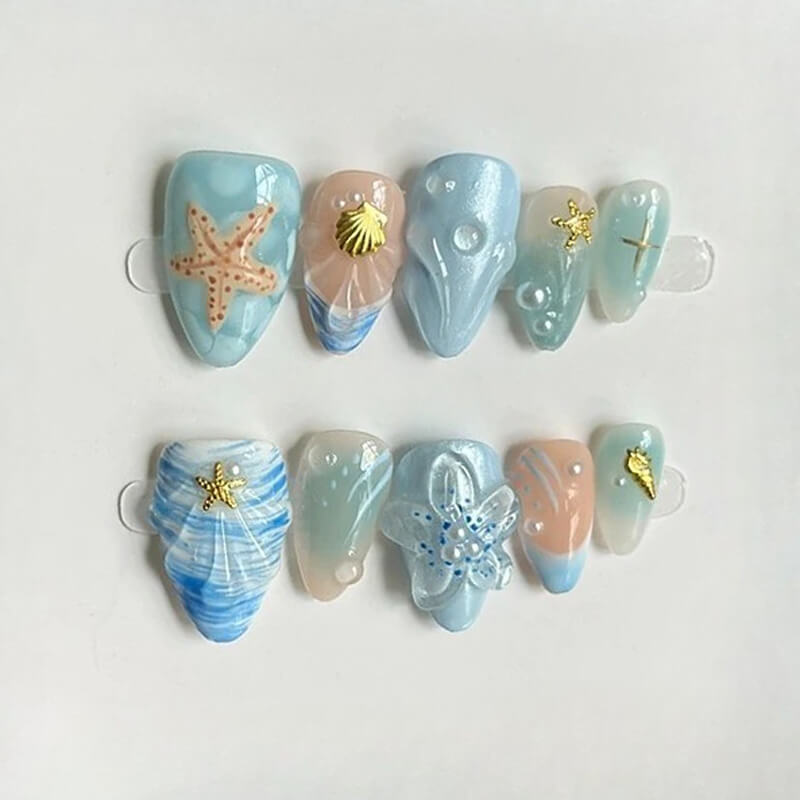 Ocean Star Press-on Nails - Nautical Nail Art