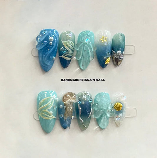 Ocean Jellyfish Fantasy Press-On Nails