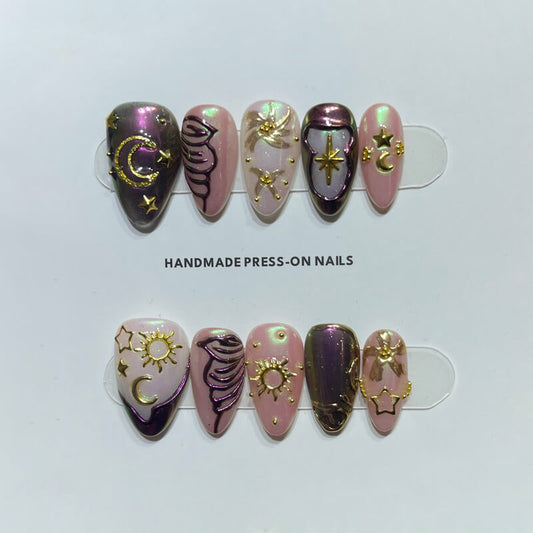 Iridescent Starry Press-on Nails