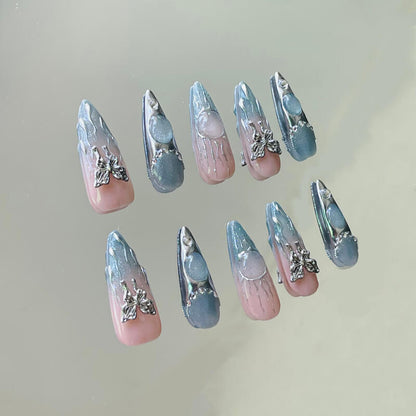 Silver Fairy Trail Press-on Nails