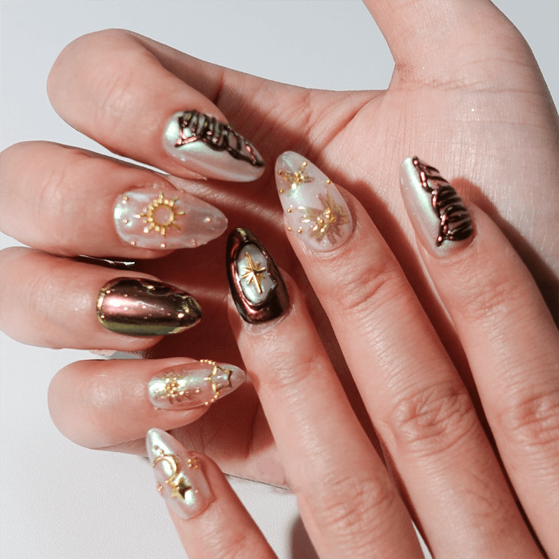 Iridescent Starry Press-on Nails