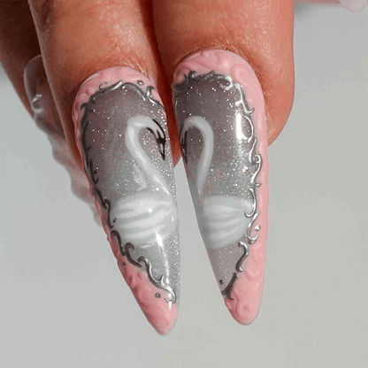 Ballerina Lace &amp; Swan Press-on Nails