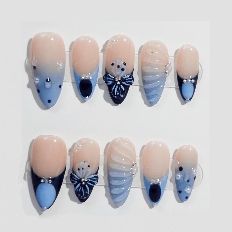 Elegant Blue Butterfly Press-on Nails