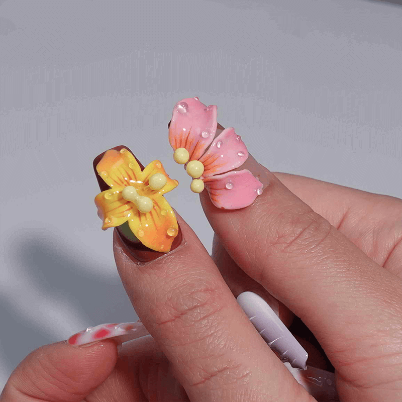 Blooming Orchid 3D Floral Press-on Nails&nbsp;