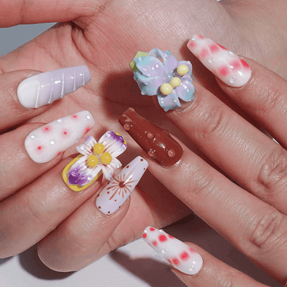 Blooming Orchid 3D Floral Press-on Nails&nbsp;